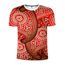 Мужская футболка 3D спортивная с принтом Турецкий огурец в Тюмени, 100% полиэстер с улучшенными характеристиками | приталенный силуэт, круглая горловина, широкие плечи, сужается к линии бедра | 3d | абстракция | арт | индийский | турецкий огурец | узор | фигуры | цветы