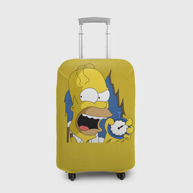 Чехол для чемодана 3D с принтом Гомер Симпсон в Тюмени, 86% полиэфир, 14% спандекс | двустороннее нанесение принта, прорези для ручек и колес | homer | horror | jonny | simpsons | гомер | джонни | симпсон | симпсоны