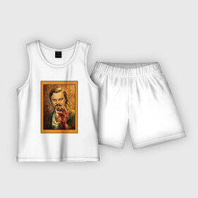 Детская пижама с шортами хлопок с принтом Кельвин Кэнди в Тюмени,  |  | Тематика изображения на принте: calvin candie | django unchained | джанго | джанго освобожденный | дикаприо | квентин | леонардо | тарантино