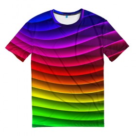 Мужская футболка 3D с принтом Радужные цвета в Тюмени, 100% полиэфир | прямой крой, круглый вырез горловины, длина до линии бедер | Тематика изображения на принте: радуга | цвет