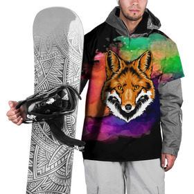 Накидка на куртку 3D с принтом Лиса в Тюмени, 100% полиэстер |  | Тематика изображения на принте: 3d | color | pattern | абстракция | голова животного | животные | краска | лиса | лисица | цветные