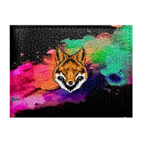 Обложка для студенческого билета с принтом Лиса в Тюмени, натуральная кожа | Размер: 11*8 см; Печать на всей внешней стороне | 3d | color | pattern | абстракция | голова животного | животные | краска | лиса | лисица | цветные