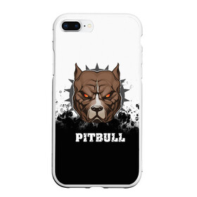 Чехол для iPhone 7Plus/8 Plus матовый с принтом Pitbull в Тюмени, Силикон | Область печати: задняя сторона чехла, без боковых панелей | 3d | dog | pitbull | абстракция | животные | краска | собака | черно белый