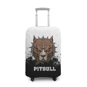 Чехол для чемодана 3D с принтом Pitbull в Тюмени, 86% полиэфир, 14% спандекс | двустороннее нанесение принта, прорези для ручек и колес | 3d | dog | pitbull | абстракция | животные | краска | собака | черно белый