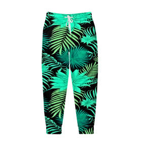 Мужские брюки 3D с принтом Tropical pattern в Тюмени, 100% полиэстер | манжеты по низу, эластичный пояс регулируется шнурком, по бокам два кармана без застежек, внутренняя часть кармана из мелкой сетки | 3d | арт | лето | листья | пальмы | текстура | узор | цветы