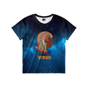 Детская футболка 3D с принтом Дева в Тюмени, 100% гипоаллергенный полиэфир | прямой крой, круглый вырез горловины, длина до линии бедер, чуть спущенное плечо, ткань немного тянется | звезды | космос | созвездие