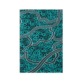 Обложка для паспорта матовая кожа с принтом Aboriginal pattern в Тюмени, натуральная матовая кожа | размер 19,3 х 13,7 см; прозрачные пластиковые крепления | Тематика изображения на принте: абстракции | арт | волны | узор | фигуры