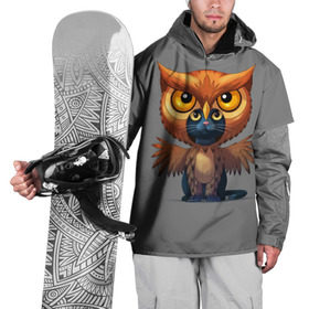 Накидка на куртку 3D с принтом Совокот в Тюмени, 100% полиэстер |  | Тематика изображения на принте: cat | craft the world | owl | кот | кошка | птица | сова