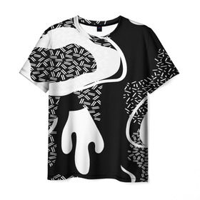 Мужская футболка 3D с принтом Черно-белый узор в Тюмени, 100% полиэфир | прямой крой, круглый вырез горловины, длина до линии бедер | abstraction | абстракция | геометрия | грани | линии | полигоны | сочетания | текстура | узоры | черно белый