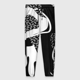 Женские брюки 3D с принтом Черно-белый узор в Тюмени, полиэстер 100% | прямой крой, два кармана без застежек по бокам, с мягкой трикотажной резинкой на поясе и по низу штанин. В поясе для дополнительного комфорта — широкие завязки | abstraction | абстракция | геометрия | грани | линии | полигоны | сочетания | текстура | узоры | черно белый