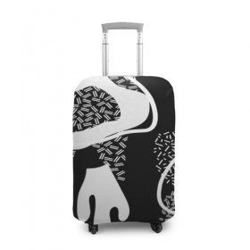 Чехол для чемодана 3D с принтом Черно-белый узор в Тюмени, 86% полиэфир, 14% спандекс | двустороннее нанесение принта, прорези для ручек и колес | abstraction | абстракция | геометрия | грани | линии | полигоны | сочетания | текстура | узоры | черно белый