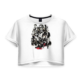 Женская футболка 3D укороченная с принтом Бешеные псы в Тюмени, 100% полиэстер | круглая горловина, длина футболки до линии талии, рукава с отворотами | бешеные псы | тарантино