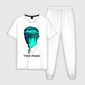 Мужская пижама хлопок с принтом Twin Peaks в Тюмени, 100% хлопок | брюки и футболка прямого кроя, без карманов, на брюках мягкая резинка на поясе и по низу штанин
 | арт | дейл купер | сериал | твин пикс | фильм