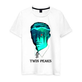 Мужская футболка хлопок с принтом Twin Peaks в Тюмени, 100% хлопок | прямой крой, круглый вырез горловины, длина до линии бедер, слегка спущенное плечо. | Тематика изображения на принте: арт | дейл купер | сериал | твин пикс | фильм