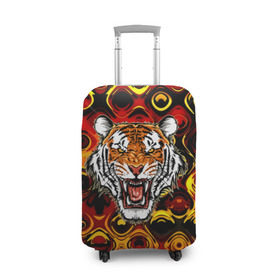 Чехол для чемодана 3D с принтом Тигр в Тюмени, 86% полиэфир, 14% спандекс | двустороннее нанесение принта, прорези для ручек и колес | 3d | abstraction | tiger | абстракция | голова животного | клыки | котята | кошки | крик | полосатый | тигр