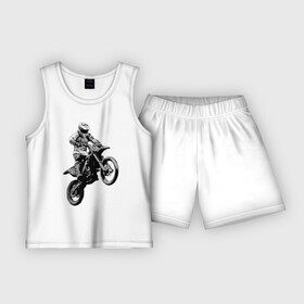 Детская пижама с шортами хлопок с принтом Мотокросс в Тюмени,  |  | 3d | арт | байк | краска | мотокросс | мотоцикл | прикольные | цветные