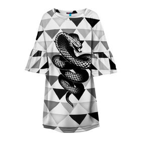 Детское платье 3D с принтом Snake в Тюмени, 100% полиэстер | прямой силуэт, чуть расширенный к низу. Круглая горловина, на рукавах — воланы | 3d | snake | животные | змея | ползучие | хладнокровные | чешуя