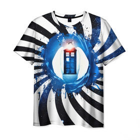 Мужская футболка 3D с принтом Доктор кто? в Тюмени, 100% полиэфир | прямой крой, круглый вырез горловины, длина до линии бедер | 3d | doctor who | абстракция | арт | звезды | космос | краски | пространство | сериал | фильмы
