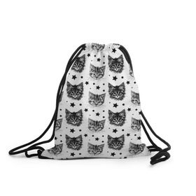 Рюкзак-мешок 3D с принтом Котики в Тюмени, 100% полиэстер | плотность ткани — 200 г/м2, размер — 35 х 45 см; лямки — толстые шнурки, застежка на шнуровке, без карманов и подкладки | звезды | кот | котенок | котик | котики | котята | кошка | орнамент | узор