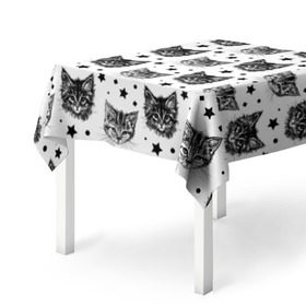 Скатерть 3D с принтом Котики в Тюмени, 100% полиэстер (ткань не мнется и не растягивается) | Размер: 150*150 см | звезды | кот | котенок | котик | котики | котята | кошка | орнамент | узор