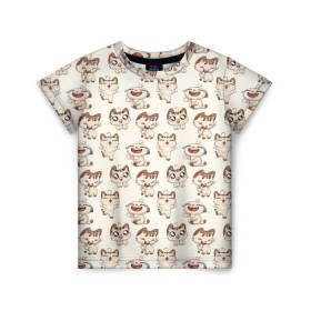 Детская футболка 3D с принтом Стикеры котик в Тюмени, 100% гипоаллергенный полиэфир | прямой крой, круглый вырез горловины, длина до линии бедер, чуть спущенное плечо, ткань немного тянется | vk | вк | вконтакте | кот | котик | стикеры