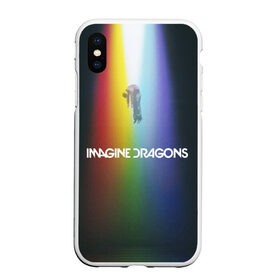 Чехол для iPhone XS Max матовый с принтом Imagine Dragons в Тюмени, Силикон | Область печати: задняя сторона чехла, без боковых панелей | demons | evolve | mirrors | radioactive | драконы | космос | музыка | нло | ночь | поп | радуга | рок | свет