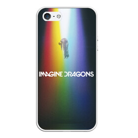 Чехол для iPhone 5/5S матовый с принтом Imagine Dragons в Тюмени, Силикон | Область печати: задняя сторона чехла, без боковых панелей | demons | evolve | mirrors | radioactive | драконы | космос | музыка | нло | ночь | поп | радуга | рок | свет