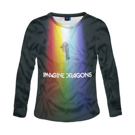 Женский лонгслив 3D с принтом Imagine Dragons в Тюмени, 100% полиэстер | длинные рукава, круглый вырез горловины, полуприлегающий силуэт | demons | evolve | mirrors | radioactive | драконы | космос | музыка | нло | ночь | поп | радуга | рок | свет