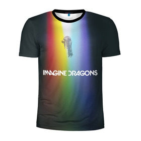 Мужская футболка 3D спортивная с принтом Imagine Dragons в Тюмени, 100% полиэстер с улучшенными характеристиками | приталенный силуэт, круглая горловина, широкие плечи, сужается к линии бедра | demons | evolve | mirrors | radioactive | драконы | космос | музыка | нло | ночь | поп | радуга | рок | свет