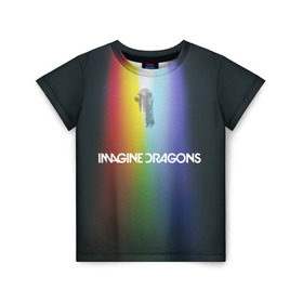 Детская футболка 3D с принтом Imagine Dragons в Тюмени, 100% гипоаллергенный полиэфир | прямой крой, круглый вырез горловины, длина до линии бедер, чуть спущенное плечо, ткань немного тянется | demons | evolve | mirrors | radioactive | драконы | космос | музыка | нло | ночь | поп | радуга | рок | свет