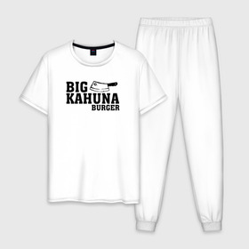 Мужская пижама хлопок с принтом Big Kahuna в Тюмени, 100% хлопок | брюки и футболка прямого кроя, без карманов, на брюках мягкая резинка на поясе и по низу штанин
 | pulp fiction | биг кахуна | бургер | винсент вега | гавайский бургер | джулс виннфилд