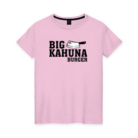 Женская футболка хлопок с принтом Big Kahuna в Тюмени, 100% хлопок | прямой крой, круглый вырез горловины, длина до линии бедер, слегка спущенное плечо | pulp fiction | биг кахуна | бургер | винсент вега | гавайский бургер | джулс виннфилд