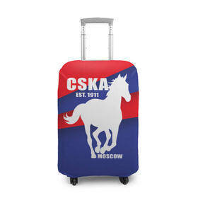Чехол для чемодана 3D с принтом CSKA est. 1911 в Тюмени, 86% полиэфир, 14% спандекс | двустороннее нанесение принта, прорези для ручек и колес | армейцы | болельщик | кони | красно синие | фанат | футбол | футболист | цска