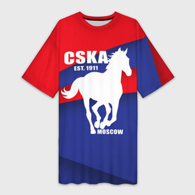 Платье-футболка 3D с принтом CSKA est. 1911 в Тюмени,  |  | армейцы | болельщик | кони | красно синие | фанат | футбол | футболист | цска