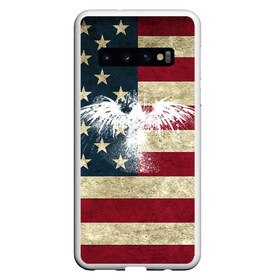 Чехол для Samsung Galaxy S10 с принтом Флаг США с белым орлом в Тюмени, Силикон | Область печати: задняя сторона чехла, без боковых панелей | Тематика изображения на принте: usa | америка | американец | америки | звездно полосатый | необычный | нью йорк | орел | соединенные | сша | флаг | штаты | янки