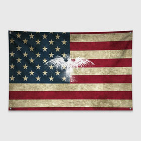 Флаг-баннер с принтом Флаг США с белым орлом в Тюмени, 100% полиэстер | размер 67 х 109 см, плотность ткани — 95 г/м2; по краям флага есть четыре люверса для крепления | usa | америка | американец | америки | звездно полосатый | необычный | нью йорк | орел | соединенные | сша | флаг | штаты | янки