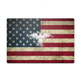 Пазл магнитный 126 элементов с принтом Флаг США с белым орлом в Тюмени, полимерный материал с магнитным слоем | 126 деталей, размер изделия —  180*270 мм | usa | америка | американец | америки | звездно полосатый | необычный | нью йорк | орел | соединенные | сша | флаг | штаты | янки