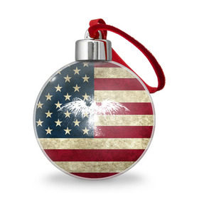 Ёлочный шар с принтом Флаг США с белым орлом в Тюмени, Пластик | Диаметр: 77 мм | usa | америка | американец | америки | звездно полосатый | необычный | нью йорк | орел | соединенные | сша | флаг | штаты | янки