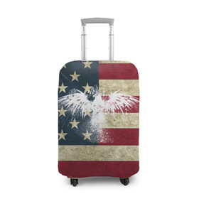 Чехол для чемодана 3D с принтом Флаг США с белым орлом в Тюмени, 86% полиэфир, 14% спандекс | двустороннее нанесение принта, прорези для ручек и колес | usa | америка | американец | америки | звездно полосатый | необычный | нью йорк | орел | соединенные | сша | флаг | штаты | янки