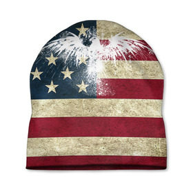 Шапка 3D с принтом Флаг США с белым орлом в Тюмени, 100% полиэстер | универсальный размер, печать по всей поверхности изделия | usa | америка | американец | америки | звездно полосатый | необычный | нью йорк | орел | соединенные | сша | флаг | штаты | янки