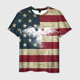 Мужская футболка 3D с принтом Флаг США с белым орлом в Тюмени, 100% полиэфир | прямой крой, круглый вырез горловины, длина до линии бедер | Тематика изображения на принте: usa | америка | американец | америки | звездно полосатый | необычный | нью йорк | орел | соединенные | сша | флаг | штаты | янки