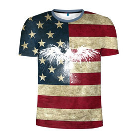 Мужская футболка 3D спортивная с принтом Флаг США с белым орлом в Тюмени, 100% полиэстер с улучшенными характеристиками | приталенный силуэт, круглая горловина, широкие плечи, сужается к линии бедра | usa | америка | американец | америки | звездно полосатый | необычный | нью йорк | орел | соединенные | сша | флаг | штаты | янки