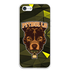Чехол для iPhone 5/5S матовый с принтом Pitbulls в Тюмени, Силикон | Область печати: задняя сторона чехла, без боковых панелей | dog | pitbulls | абстракция | геометрия | животные | собака | треугольники | цепь