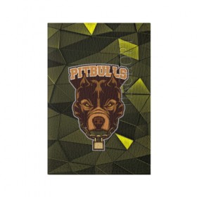 Обложка для паспорта матовая кожа с принтом Pitbulls в Тюмени, натуральная матовая кожа | размер 19,3 х 13,7 см; прозрачные пластиковые крепления | Тематика изображения на принте: dog | pitbulls | абстракция | геометрия | животные | собака | треугольники | цепь