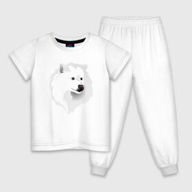 Детская пижама хлопок с принтом Самоед в Тюмени, 100% хлопок |  брюки и футболка прямого кроя, без карманов, на брюках мягкая резинка на поясе и по низу штанин
 | ездовая собака | ес | лайка | самоедская собака