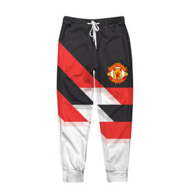 Мужские брюки 3D с принтом Manchester United - Stripe в Тюмени, 100% полиэстер | манжеты по низу, эластичный пояс регулируется шнурком, по бокам два кармана без застежек, внутренняя часть кармана из мелкой сетки | manchester united | stripe | манчестер юнайтед | футбол