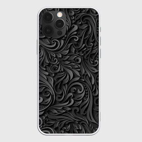 Чехол для iPhone 12 Pro Max с принтом Вырезанный Узор в Тюмени, Силикон |  | абстракция | бумага | вензаль | гжель | дерево | деревянный | завиток | заросли | лилия | листь | ночь | резьба | роспись | серый | тени | тропики | хохлома | цветок | цветы | черный