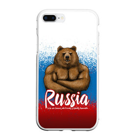 Чехол для iPhone 7Plus/8 Plus матовый с принтом Russian Bear в Тюмени, Силикон | Область печати: задняя сторона чехла, без боковых панелей | bear | russia | медведь | патриотическая | россия | русский медведь | триколор | флаг рф