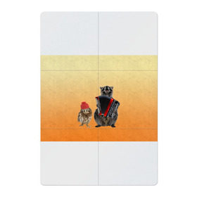 Магнитный плакат 2Х3 с принтом Енот, сова и аккордион в Тюмени, Полимерный материал с магнитным слоем | 6 деталей размером 9*9 см | животные | музыка