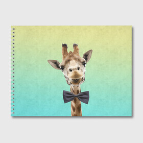 Альбом для рисования с принтом Жираф и бабочка в Тюмени, 100% бумага
 | матовая бумага, плотность 200 мг. | Тематика изображения на принте: жираф